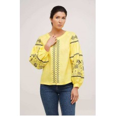 Ines yellow, women's embroidered blouse