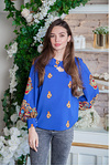 Spring mirage blue chiffon with floral ornament