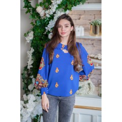 Весняне марево, синий шифон з квітковим орнаментом, M