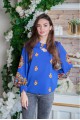 Spring mirage, blue chiffon with floral ornament