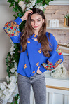 Spring mirage blue chiffon with floral ornament
