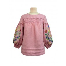 Yustyna, women's pink embroidered shirt