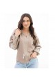 Women's beige embroidered jacket with milky embroidery of swallows