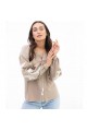 Women's beige embroidered jacket with milky embroidery of swallows