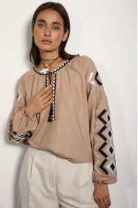 Women's embroidered shirt of beige color Harmony