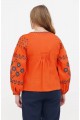 Bystrytsia, women's orange embroidered linen blouse, black embroidery