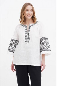 Вышиванка женская Анна, белая с черным