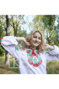 Red viburnum, women's embroidered shirt