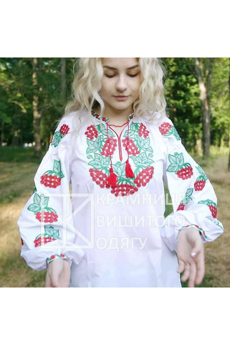 Женская вышиванка с вышивкой «Красная калина»