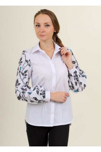 Uncut, women's embroidered shirt, white with blue