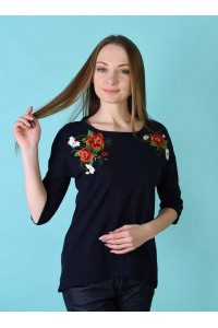 Блузка жіноча вишиванка синя Феєрія плюс
