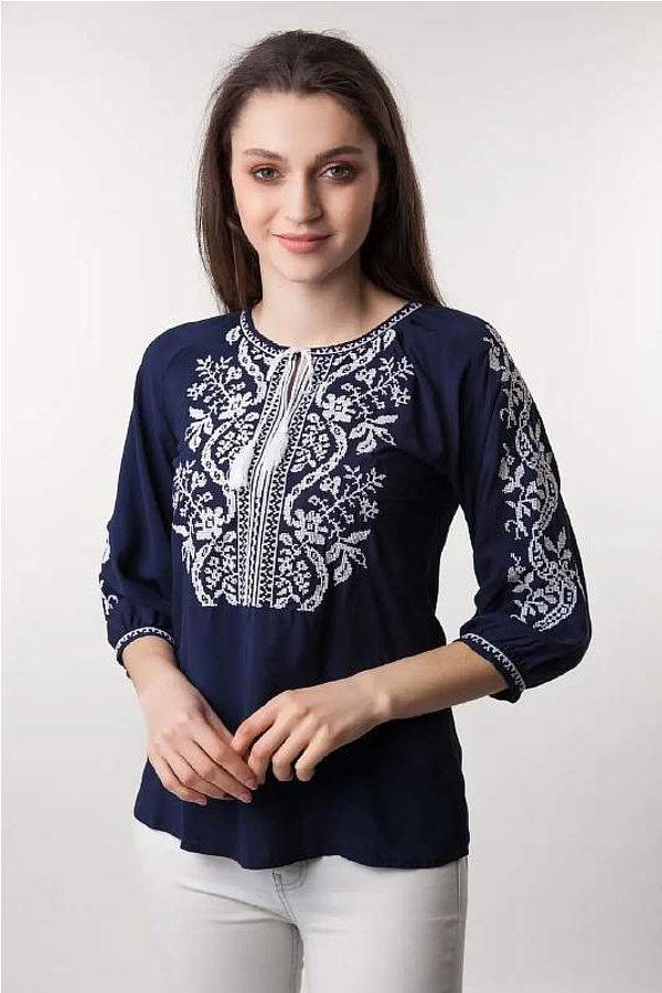 Women's embroidered shirt women's Wave dark blue, 62