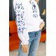 Vynok, blouse women's embroidered white with blue