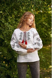 Red-black embroidered shirt Two colors