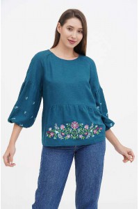 Gandzia, embroidered women's turquoise