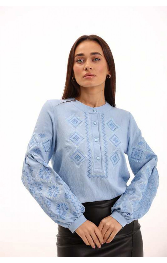 Ulita, women's blue embroidered blouse