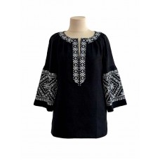 Hanna, women's embroidered blouse, black and white 2048