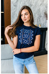 Women's white embroidered t-shirt amulet