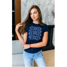 Жіноча вишиванка футболка  синя Оберіг