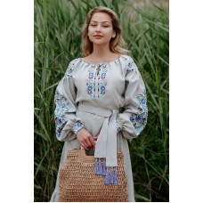 Women's gray embroidered dress Petrykivka