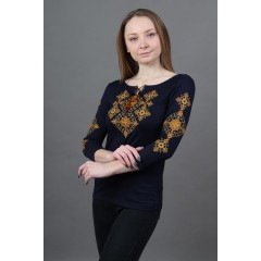 Жіноча вишита футболка темно-синя Амулет, розмір XXL