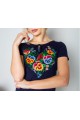 Women's T-shirt with dark-blue embroidery, Aniutka