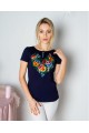 Women's T-shirt with dark-blue embroidery, Aniutka