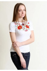 Cornflower field, women's embroidered T-shirt 