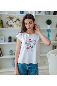 Love is, women's embroidered white T-shirt