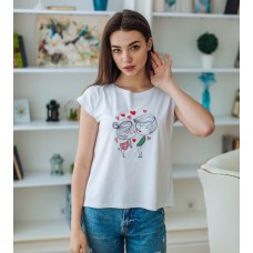 Love is, women's embroidered white T-shirt
