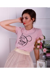 Mickey, pink women's embroidered T-shirt