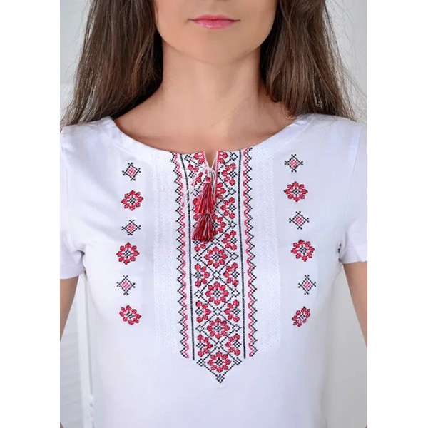 Elegant white embroidery with an ornament