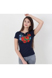 Blue women's embroidered T-shirt "Vološkove Pole"