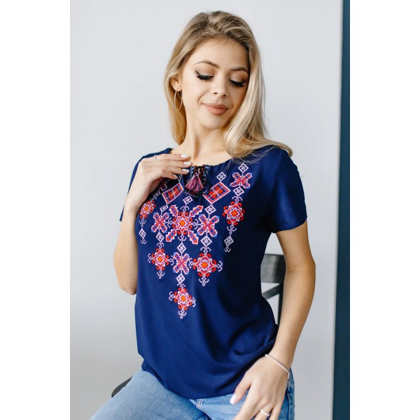 White women's embroidered shirt vyshyvanka Starry night