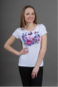 White women's embroidered shirt vyshyvanka Petrykivka plus.