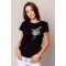 Black women's t-shirt with embroidered Bouquet of Resilience. M