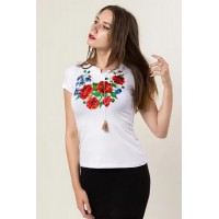 Cornflower field, women's embroidered T-shirt 