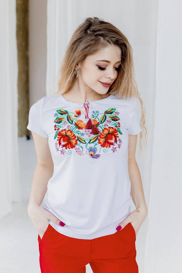Футболка з коротким рукавом Мазурка біла, XL
