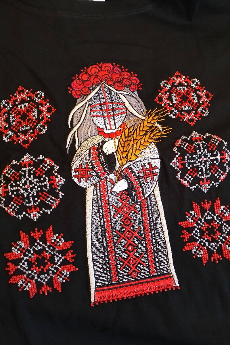 Футболка жіноча з колосками Мотанка чорна