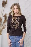 Футболка шоколадна з коричневою вишивкою Сила тиші, 2XL