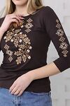 Футболка шоколадна з коричневою вишивкою Сила тиші, 2XL