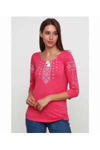 Vita, women's pink embroidered T-shirt