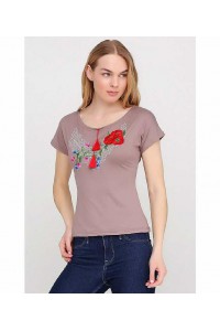 Cappuccino Rose women's embroidered T-shirt.  L