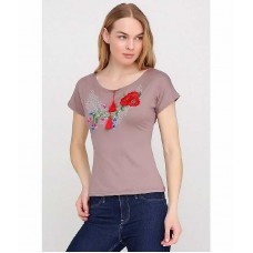 Жіноча вишита футболка капучіно Троянда
