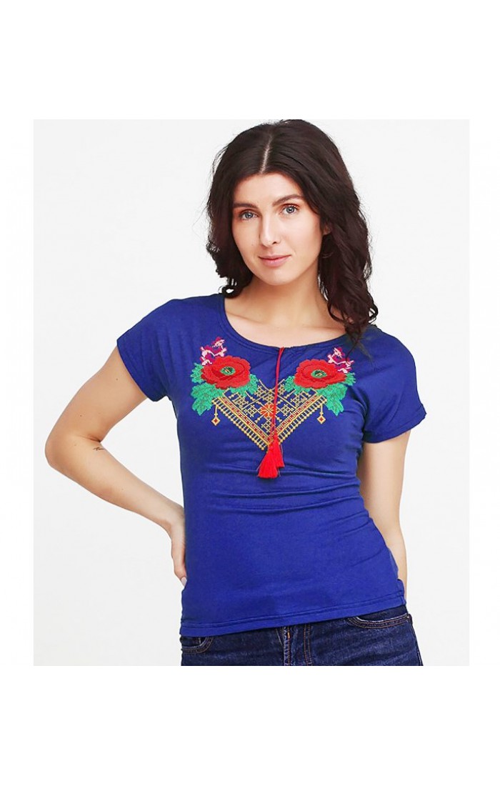 Poppies, women's embroidered T-shirt