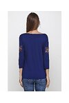 Vita women's blue T-shirt embroidered with cross-stitch