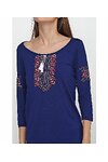 Vita women's blue T-shirt embroidered with cross-stitch