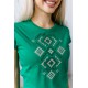 Захисниця, жіноча вишита футболка вишиванка зелена