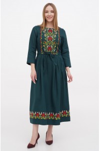 Dress embroidered with green Crane