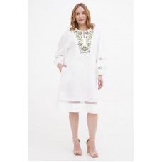 Dress linen long white embroidered shirt Boguslava